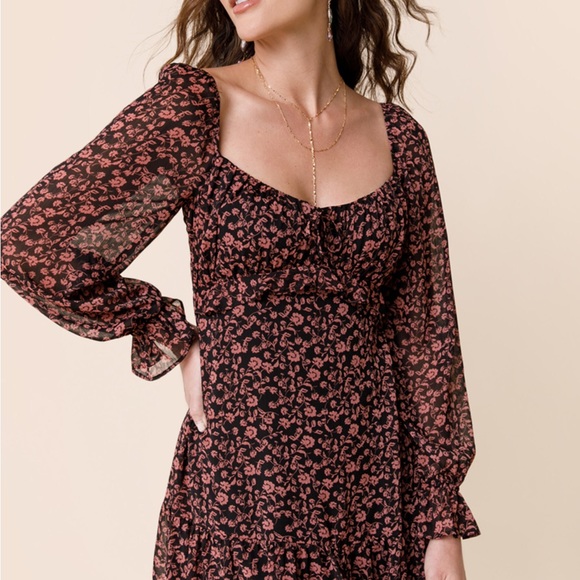 NWT Francescas Dress Mi Ami Maxine Floral Sweetheart Mini Milkmaid Peasant Puff - Picture 9 of 11